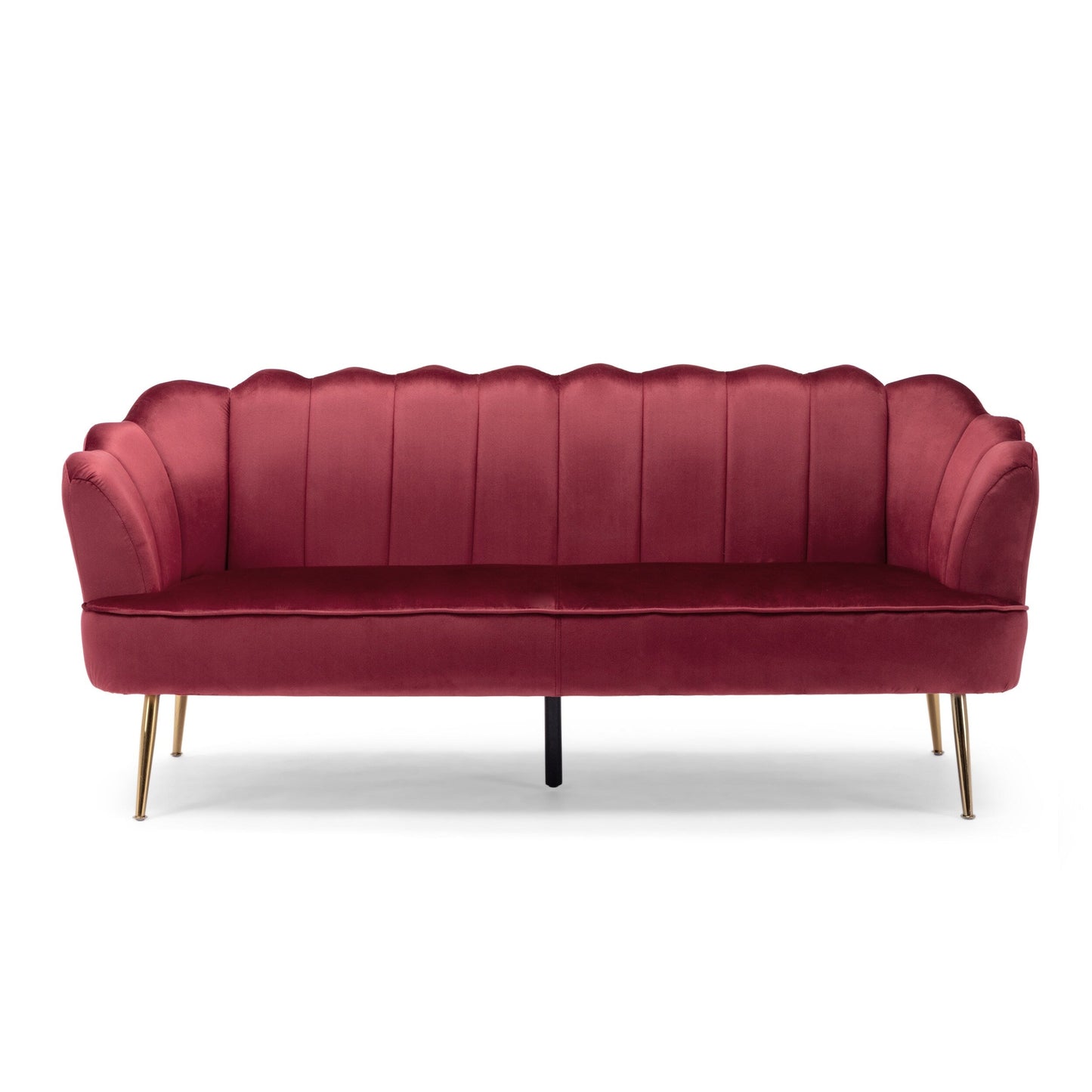 76.25 Velvet Channel Stitching 3-seater Sofa with Metal Legs for Living Room