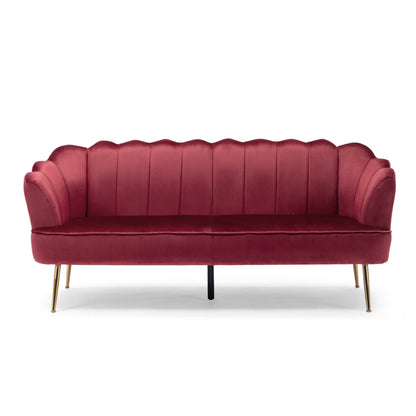 76.25 Velvet Channel Stitching 3-seater Sofa with Metal Legs for Living Room