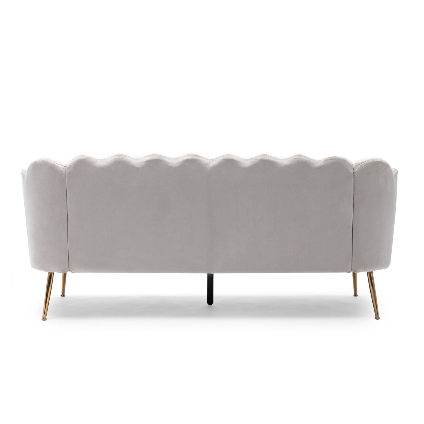 76.25 Velvet Channel Stitching 3-seater Sofa with Metal Legs for Living Room