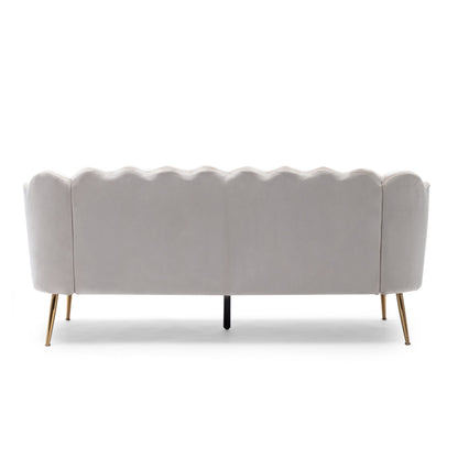 76.25 Velvet Channel Stitching 3-seater Sofa with Metal Legs for Living Room