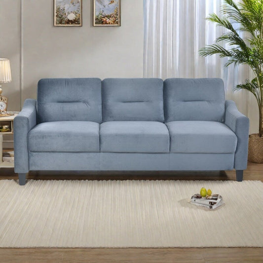 76.7 Velvet 3-Seater Sectional Sofa with Detachable Cushions