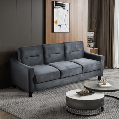 76.7 Velvet 3-seater Sofa with Sturdy Hardwood Frame and Highly Elastic Foam for Living Room