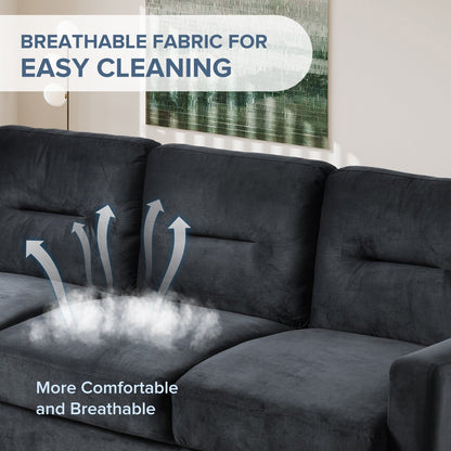 76.7 Velvet 3-seater Sofa with Sturdy Hardwood Frame and Highly Elastic Foam for Living Room