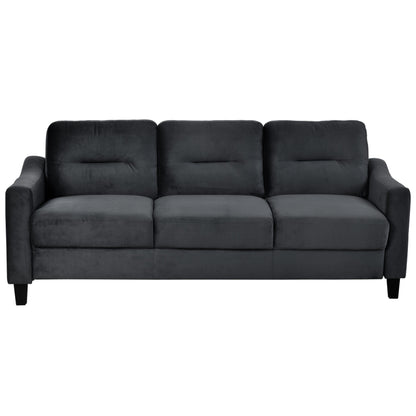 76.7 Velvet 3-seater Sofa with Sturdy Hardwood Frame and Highly Elastic Foam for Living Room