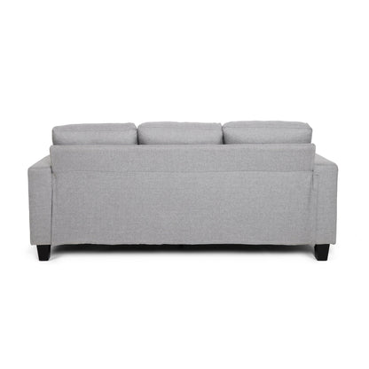 76 Square Arms Button Tufted 3-seater Sofa with Wood Legs for Living Room