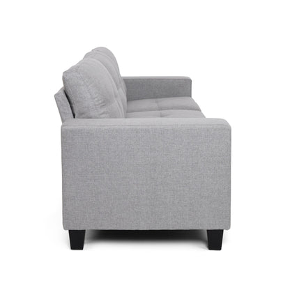 76 Square Arms Button Tufted 3-seater Sofa with Wood Legs for Living Room