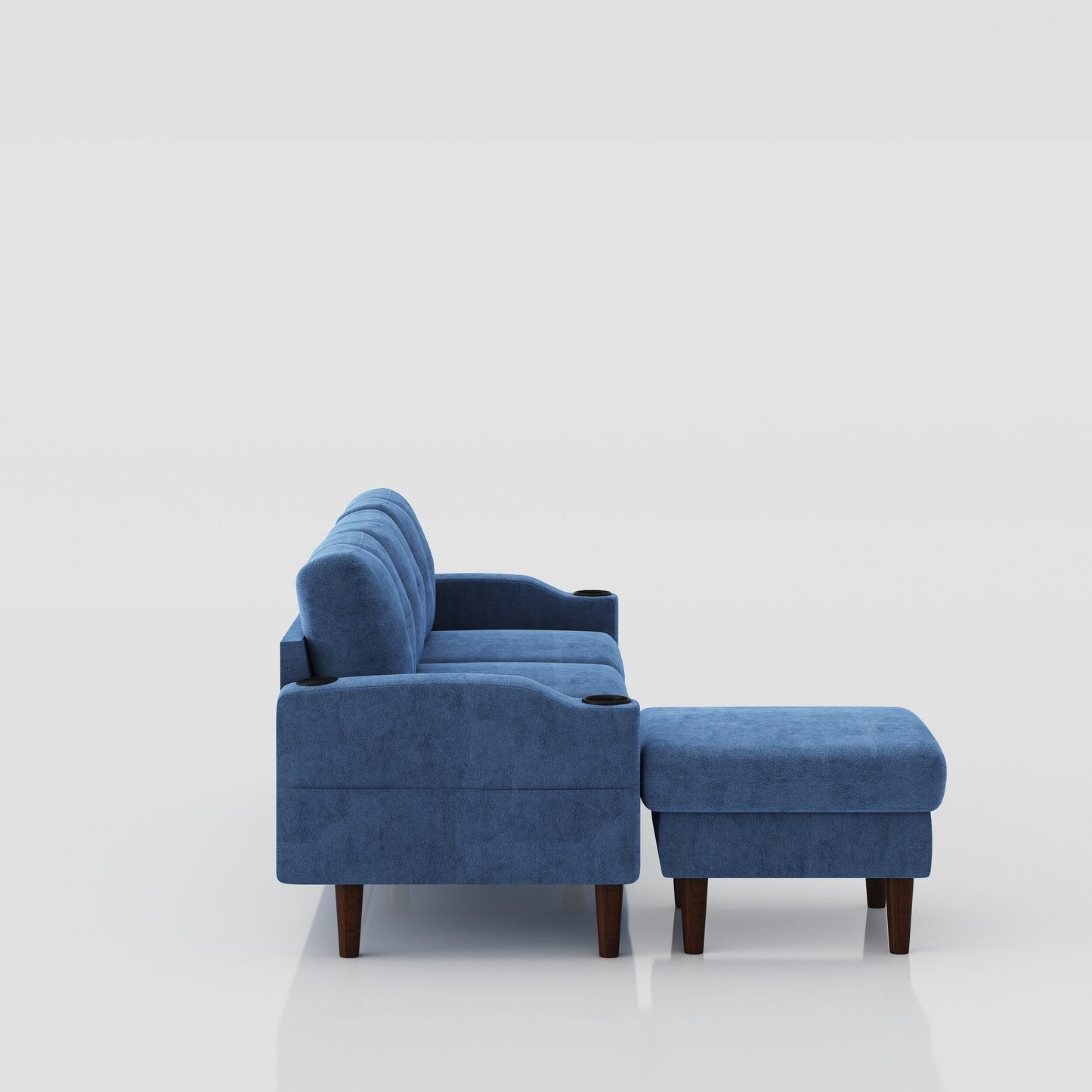 78.74 L-Shaped Fabric 3-Seater Sofa with Storage Ottoman, USB Port, Cup Holder, and Modern Design