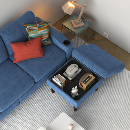 78.74'' Convertible L-Shaped 3-Seater Sofa with Storage Ottoman