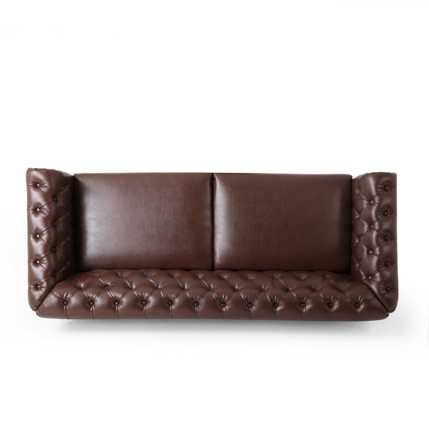 78.75'' PU Leather 3-Seater Sofa with Wooden Legs and Stylish Rivet Detailing