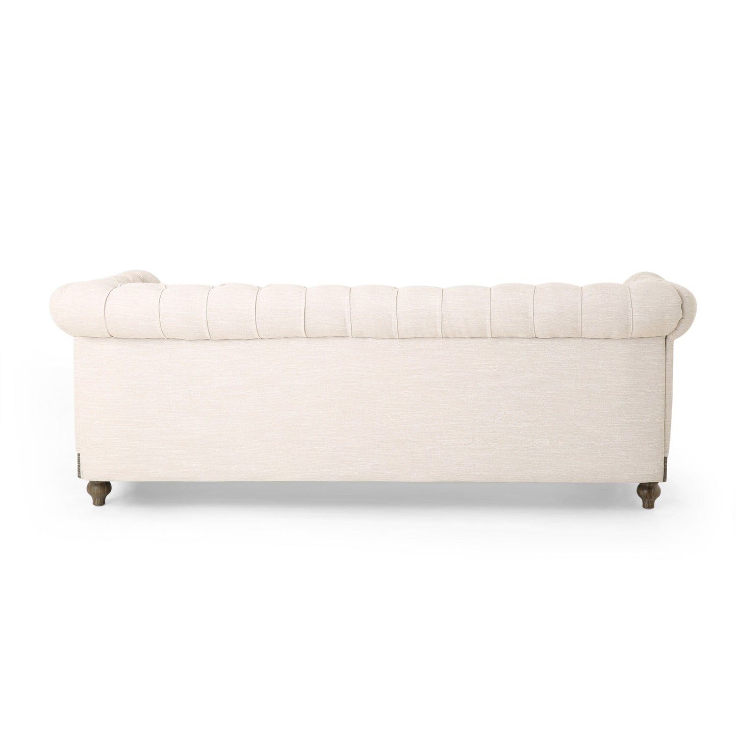 78.75'' PU Leather 3-Seater Sofa with Wooden Legs and Stylish Rivet Detailing