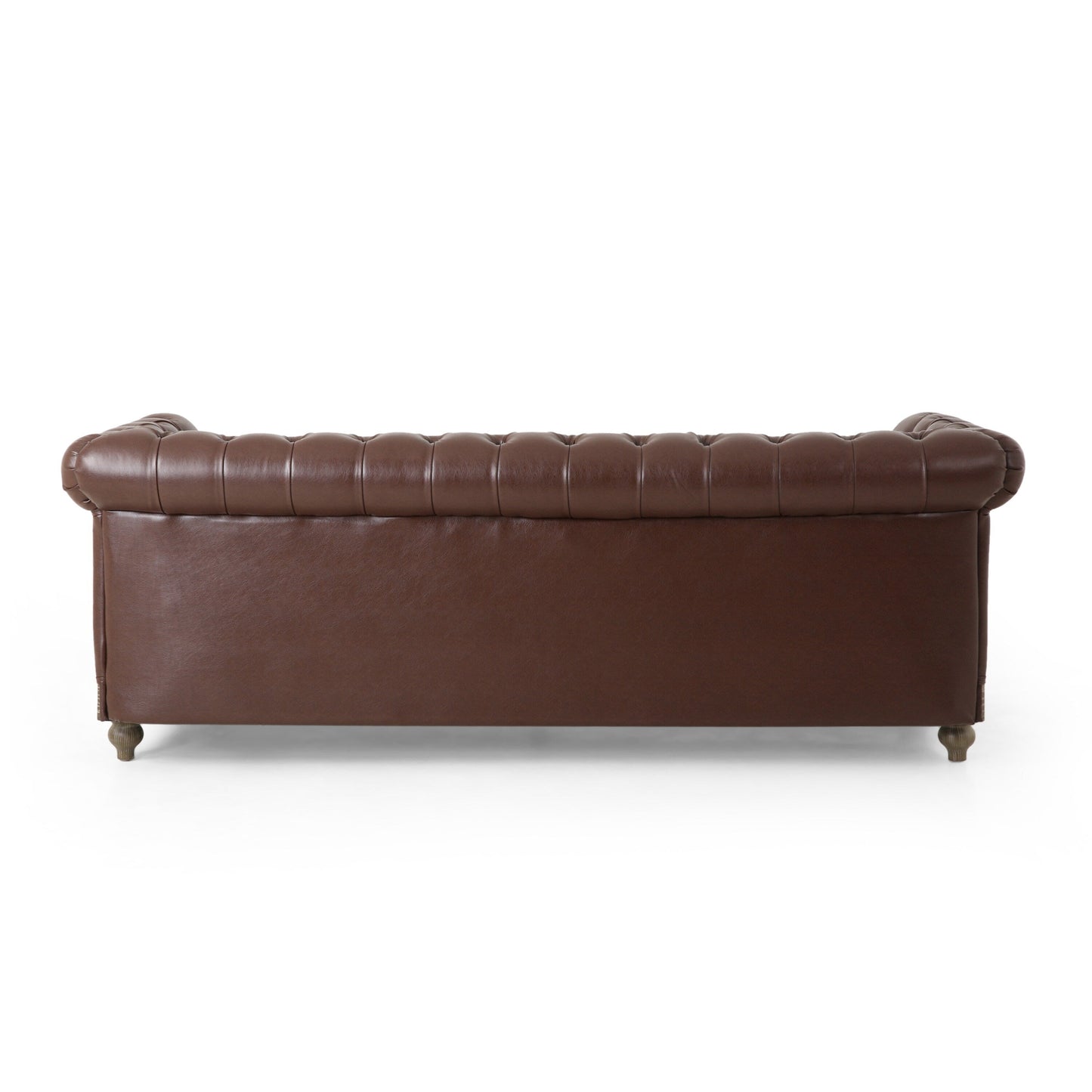78.75'' PU Leather 3-Seater Sofa with Wooden Legs and Stylish Rivet Detailing