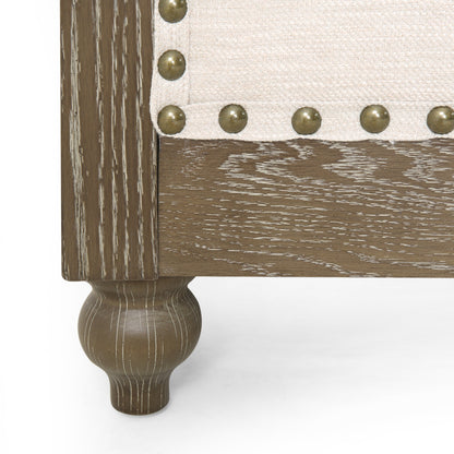 78.75'' PU Leather 3-Seater Sofa with Wooden Legs, Rivet Detailing, and Adjustable Backrest