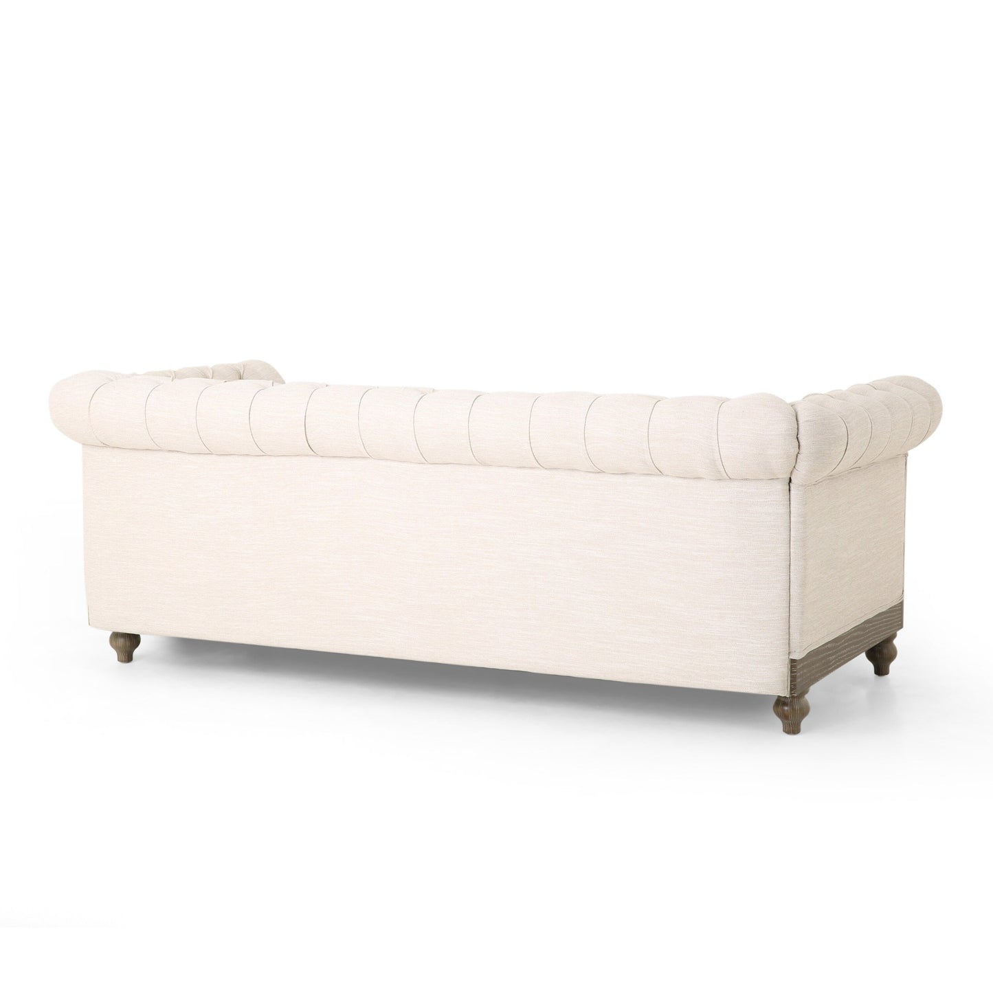 78.75'' PU Leather 3-Seater Sofa with Wooden Legs, Rivet Detailing, and Adjustable Backrest