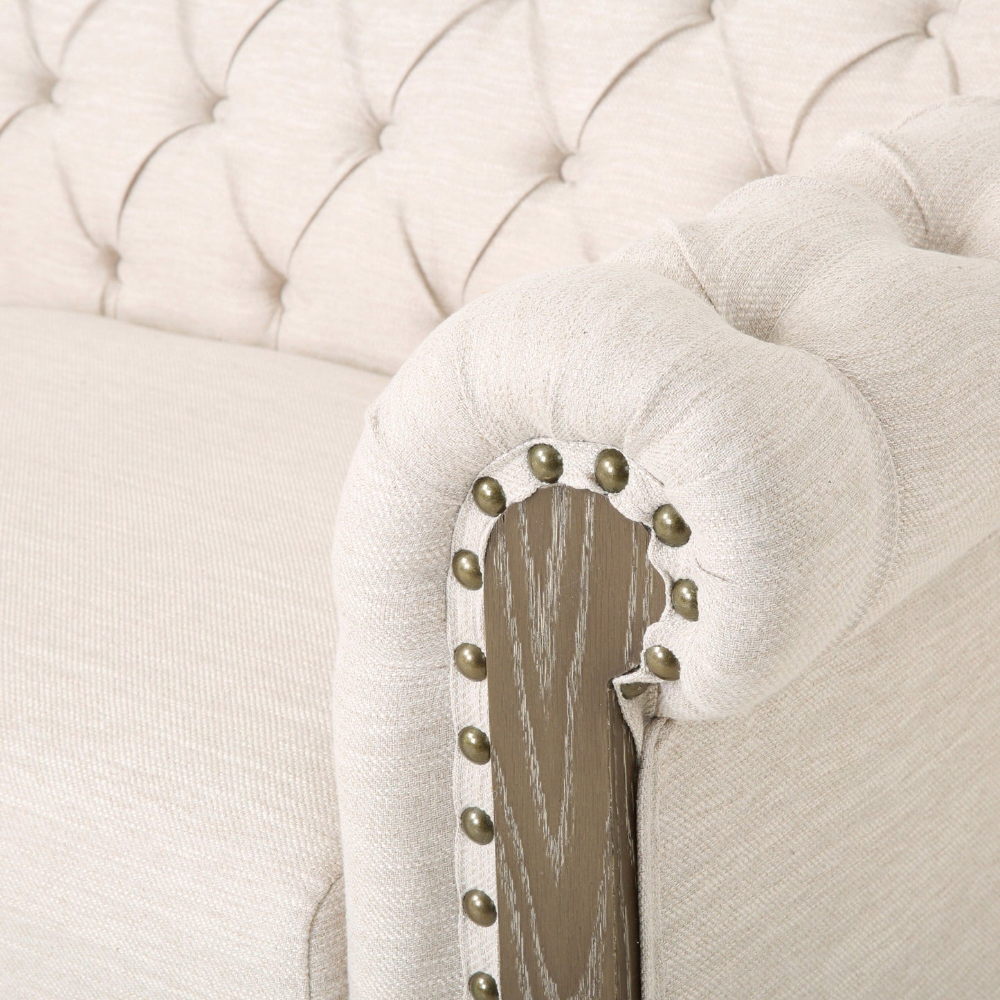 78.75'' PU Leather 3-Seater Sofa with Wooden Legs, Rivet Detailing, and Adjustable Backrest