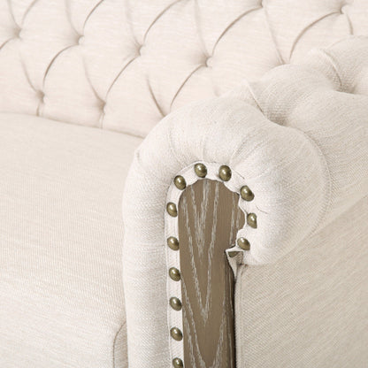 78.75'' PU Leather 3-Seater Sofa with Wooden Legs, Rivet Detailing, and Adjustable Backrest