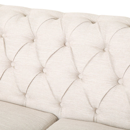 78.75'' PU Leather 3-Seater Sofa with Wooden Legs, Rivet Detailing, and Adjustable Backrest
