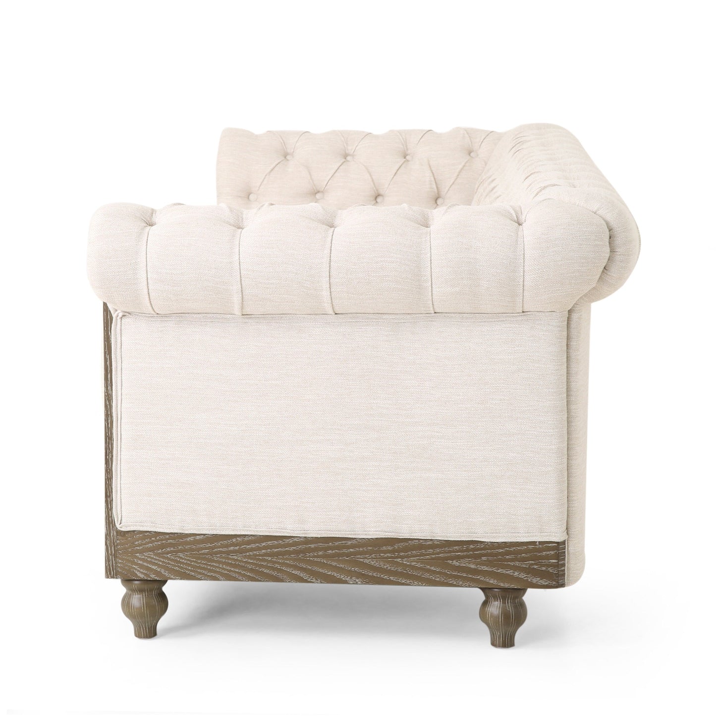 78.75'' PU Leather 3-Seater Sofa with Wooden Legs, Rivet Detailing, and Adjustable Backrest