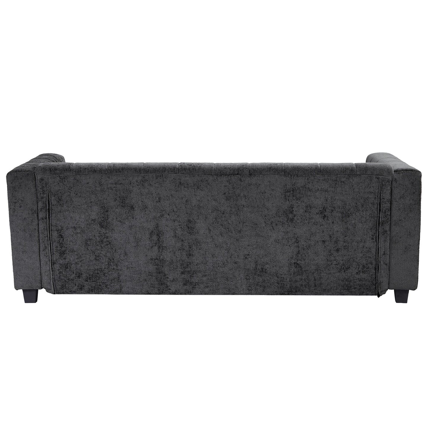 78.7 Chenille Upholstered 3-seater Sofa with Plastic Legs and 2 Pillows for Living Room