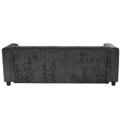 78.7 Chenille Upholstered 3-seater Sofa with Plastic Legs and 2 Pillows for Living Room