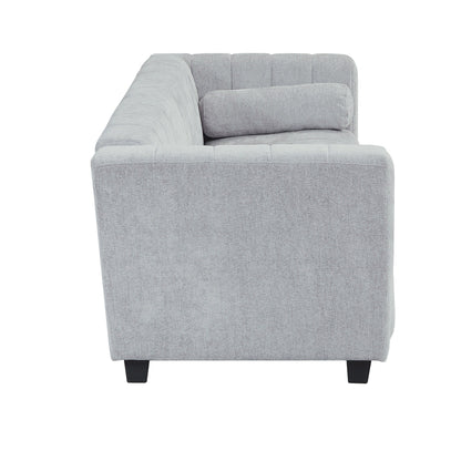 78.7 Chenille Upholstered 3-seater Sofa with Plastic Legs and 2 Pillows for Living Room