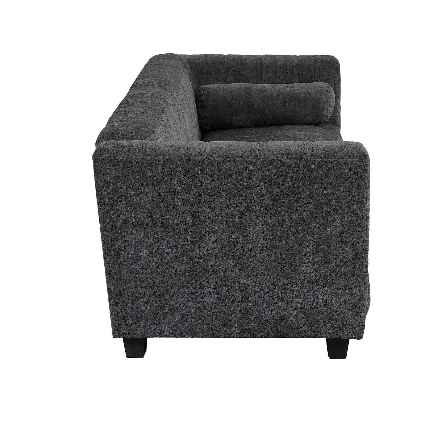 78.7 Chenille Upholstered 3-seater Sofa with Plastic Legs and 2 Pillows for Living Room