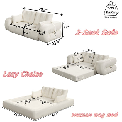 78.7 Human Dog Bed, Lazy Sofa Couch, 3-in-1 Foldable Sofa Bed