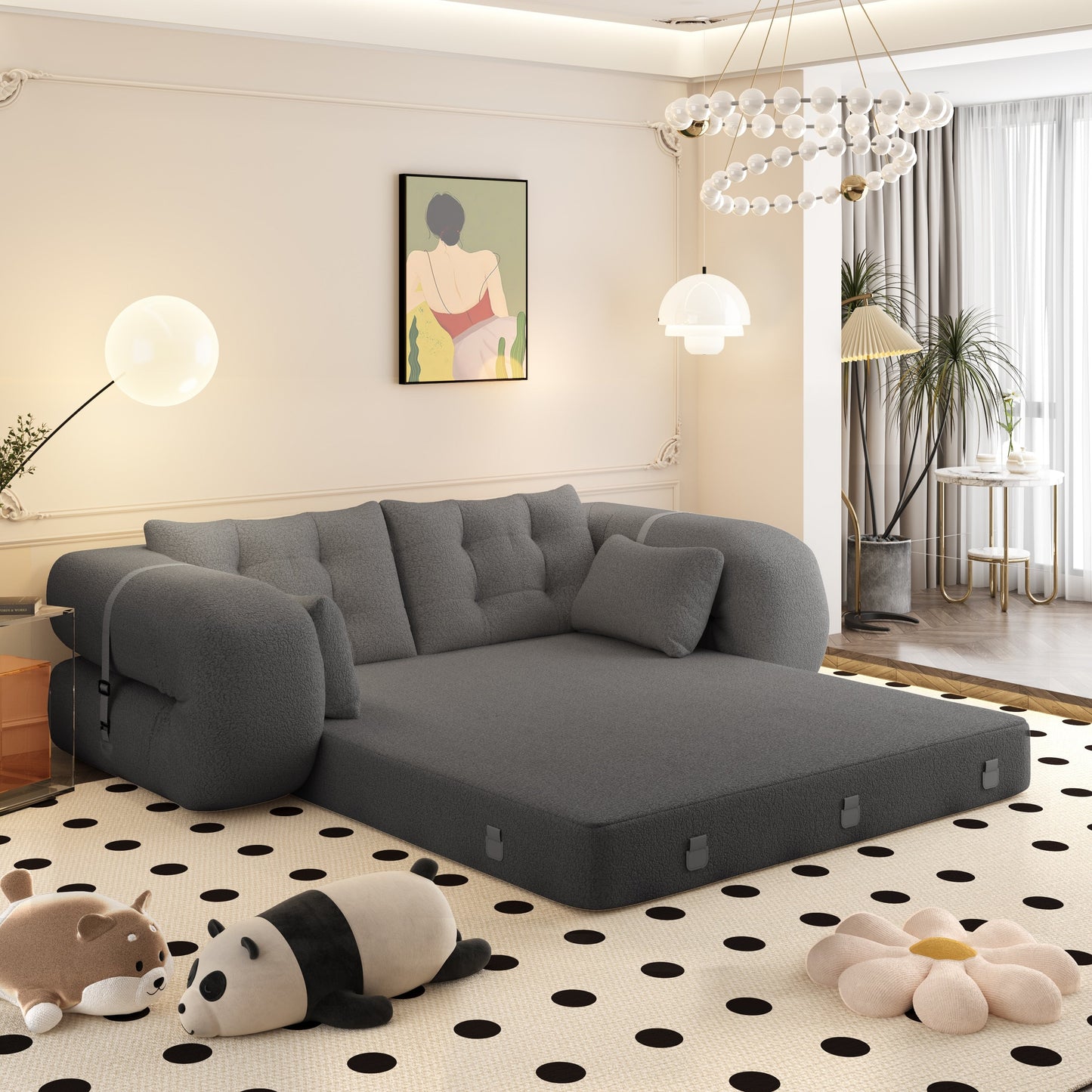 78.7 Human Dog Bed, Lazy Sofa Couch, 3-in-1 Foldable Sofa Bed