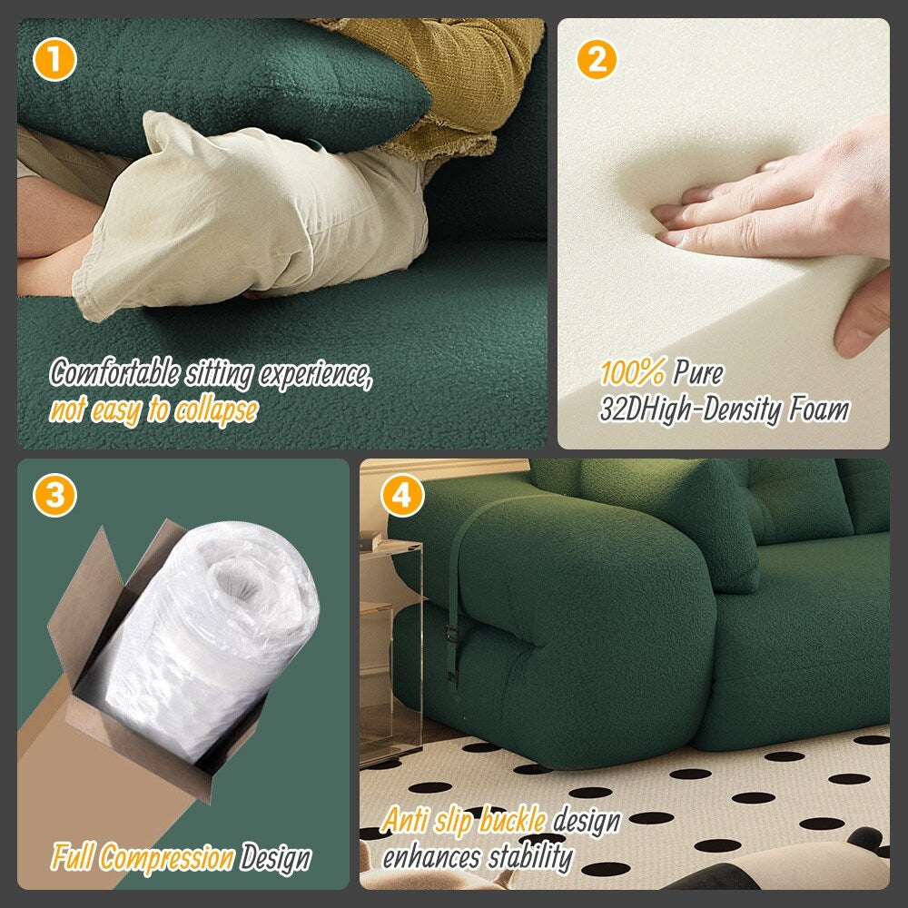 78.7 Teddy 3-Seater Sleeper Sofa Modular Floor, Convertible Lounge