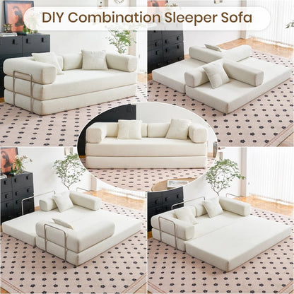 78.8Convertible Sleeper Sofa Bed With Pillow Compression Sofa Comfy Futon Couch Lounge Sleeper Bed
