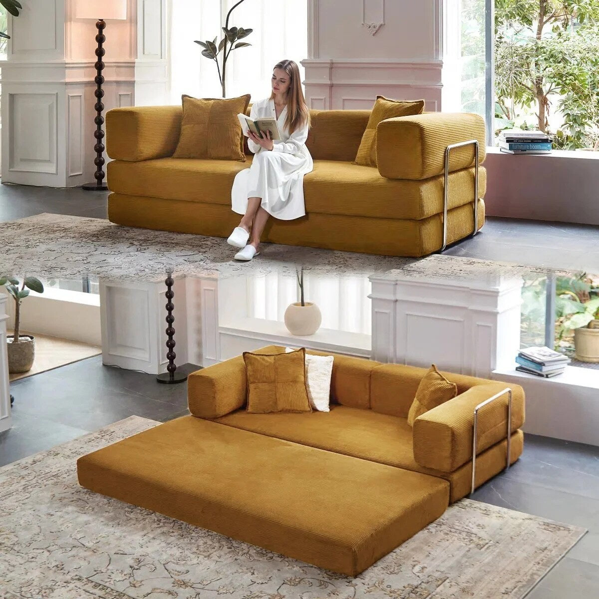 78.8Convertible Sleeper Sofa Bed With Pillow Compression Sofa Comfy Futon Couch Lounge Sleeper Bed