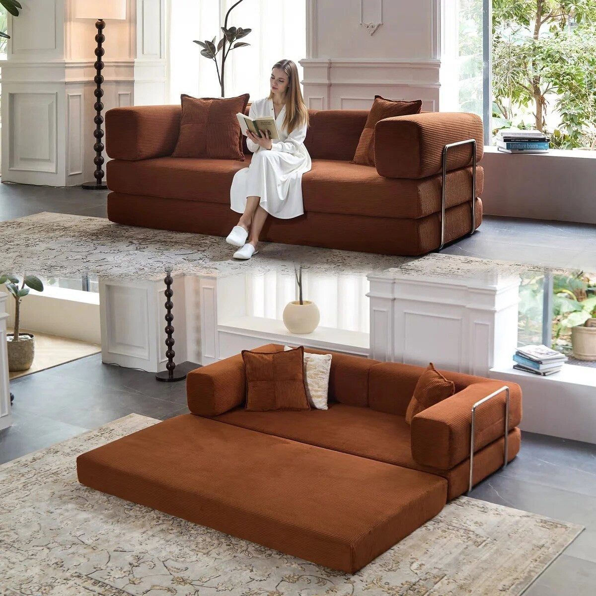 78.8Convertible Sleeper Sofa Bed With Pillow Compression Sofa Comfy Futon Couch Lounge Sleeper Bed