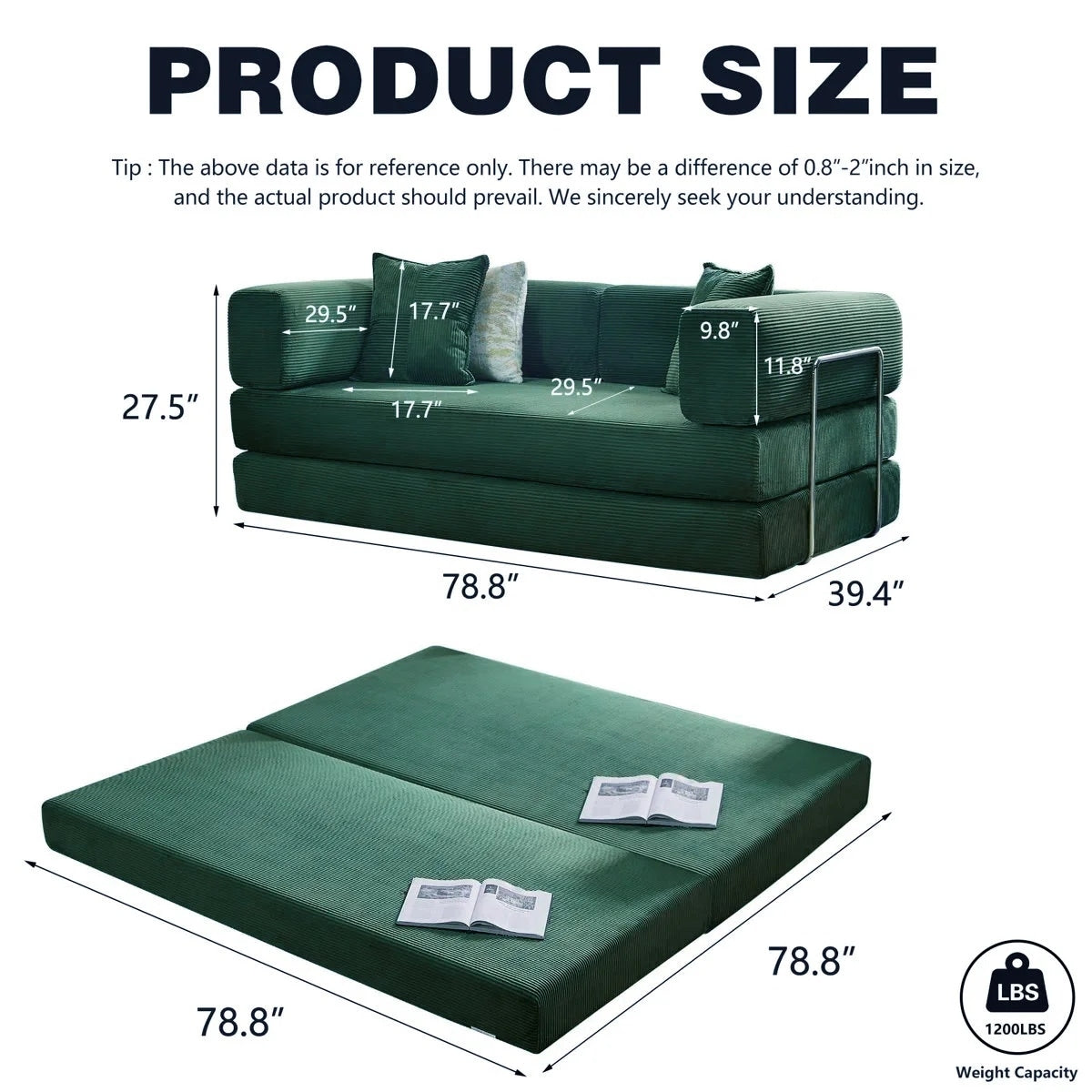 78.8Convertible Sleeper Sofa Bed With Pillow Compression Sofa Comfy Futon Couch Lounge Sleeper Bed