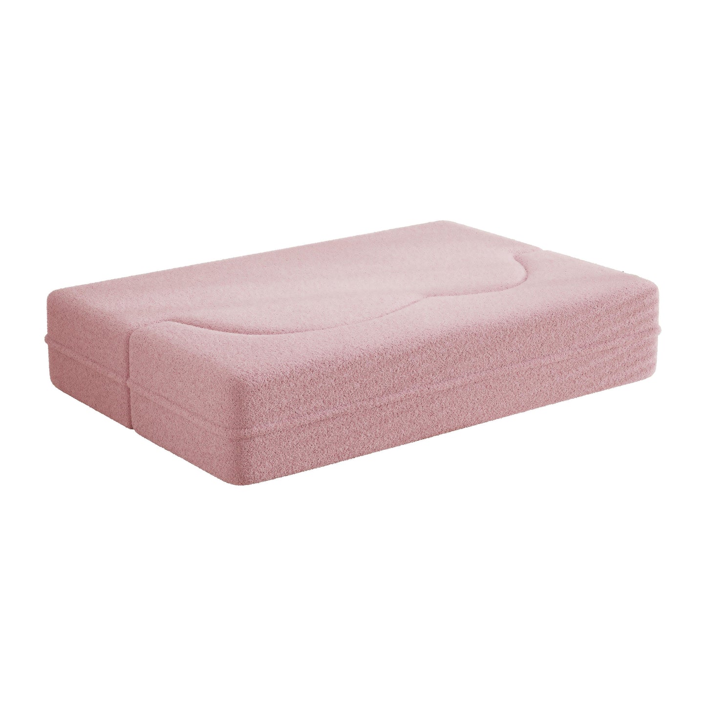 78 Convertible Teddy Fabric Loveseat Foam-Filled Floor Sofa Bed with 2 Pillows and Folding Mattress for Living Room