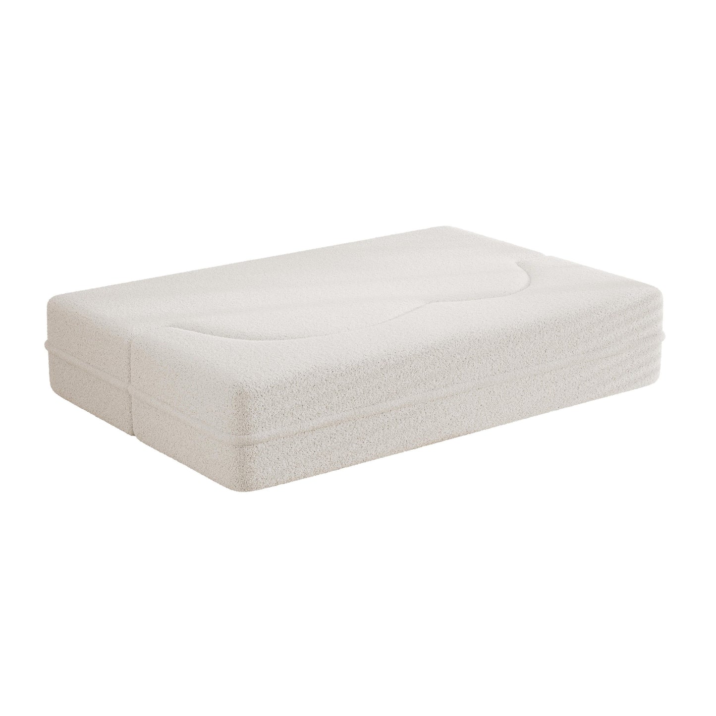 78 Convertible Teddy Fabric Loveseat Foam-Filled Floor Sofa Bed with 2 Pillows and Folding Mattress for Living Room