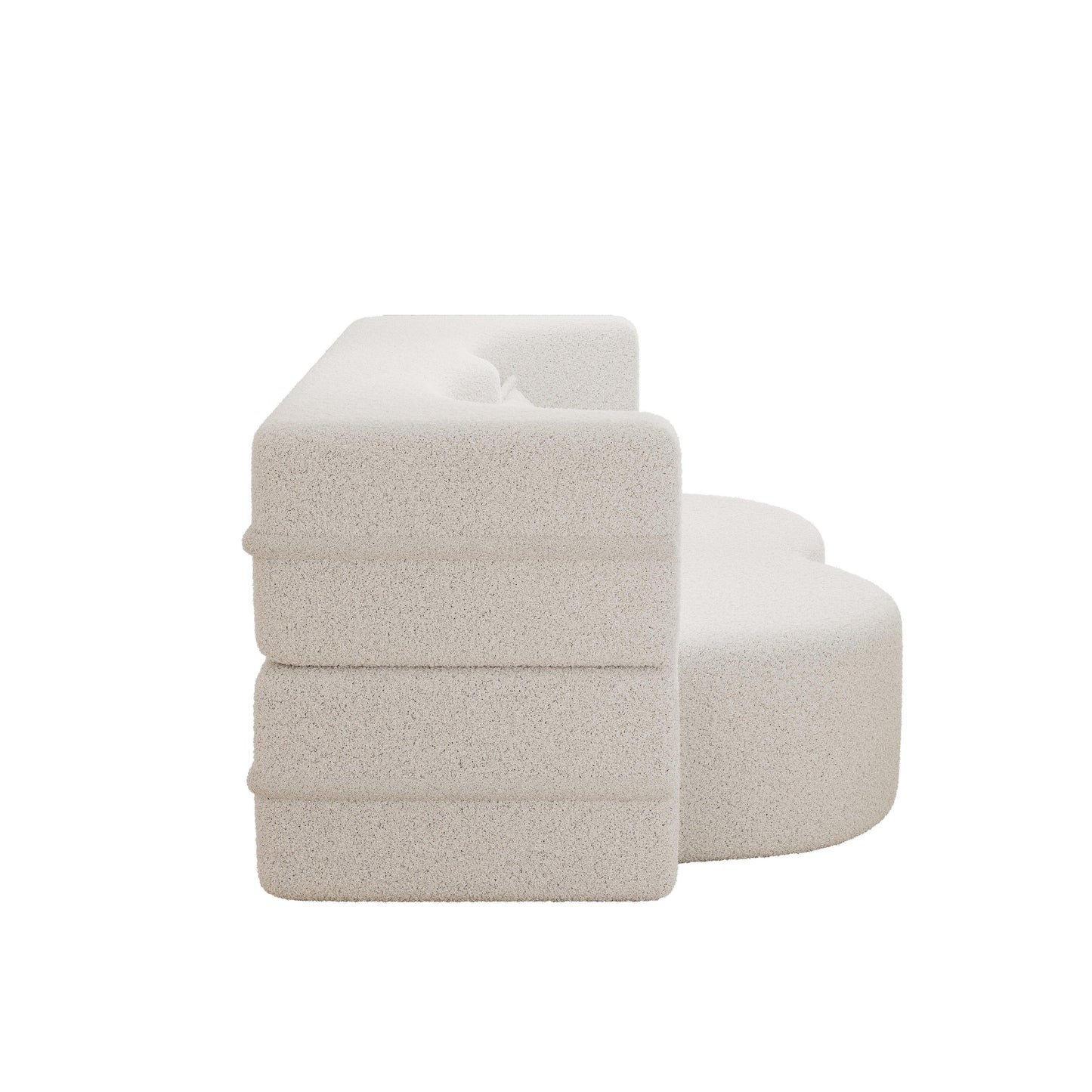 78 Convertible Teddy Fabric Loveseat Foam-Filled Floor Sofa Bed with 2 Pillows and Folding Mattress for Living Room