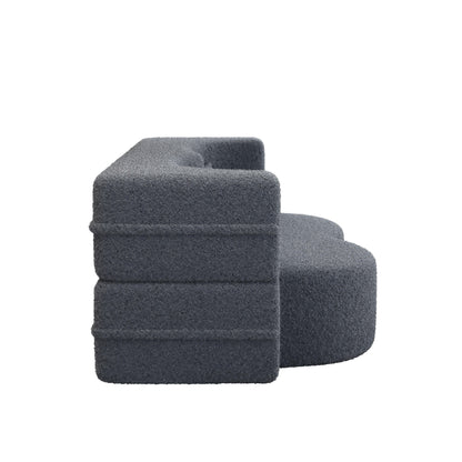 78 Convertible Teddy Fabric Loveseat Foam-Filled Floor Sofa Bed with 2 Pillows and Folding Mattress for Living Room