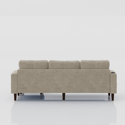 78'' Fabric L-Shaped 3-Seater Convertible Sofa with Storage, USB Port, Cup Holder