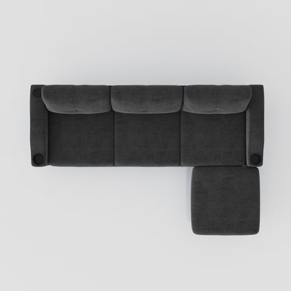 78'' Fabric L-Shaped 3-Seater Convertible Sofa with Storage, USB Port, Cup Holder