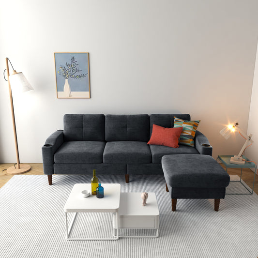 78'' Fabric L-Shaped Convertible Sofa with Storage, USB Port, and Cup Holder - Ideal for Small Spaces