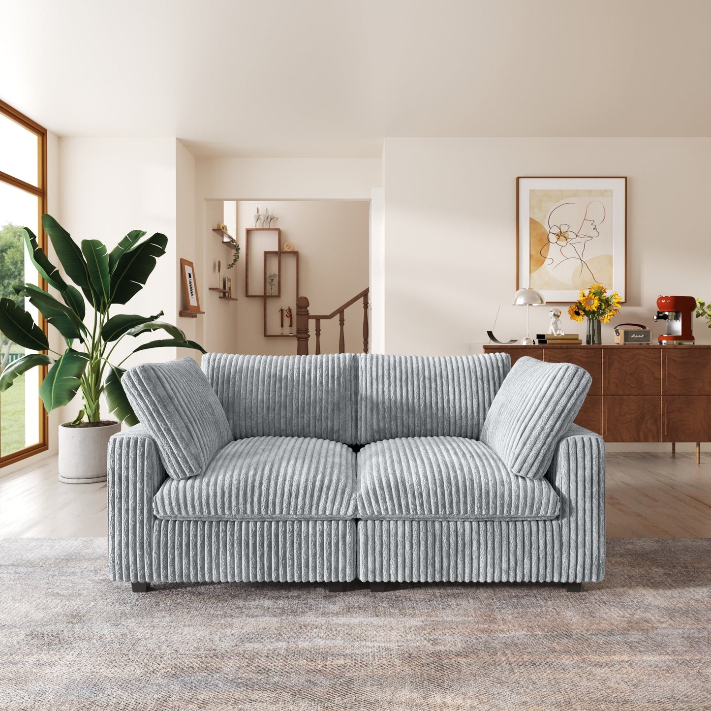 78'' Plush Fabric Loveseat Sofa Lounger Sleep Couch