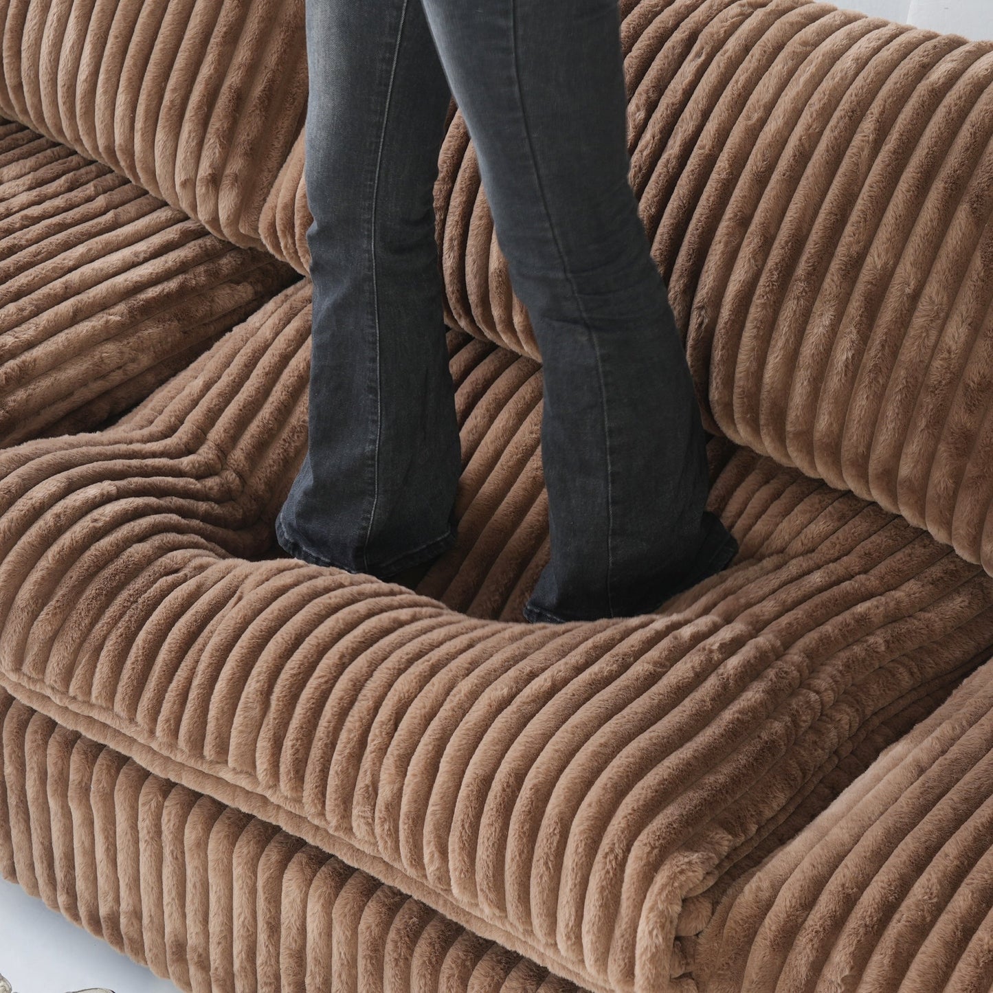 78'' Plush Fabric Loveseat Sofa Lounger Sleep Couch