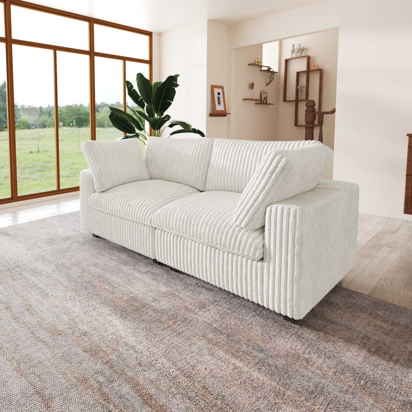 78'' Plush Fabric Loveseat Sofa Lounger Sleep Couch