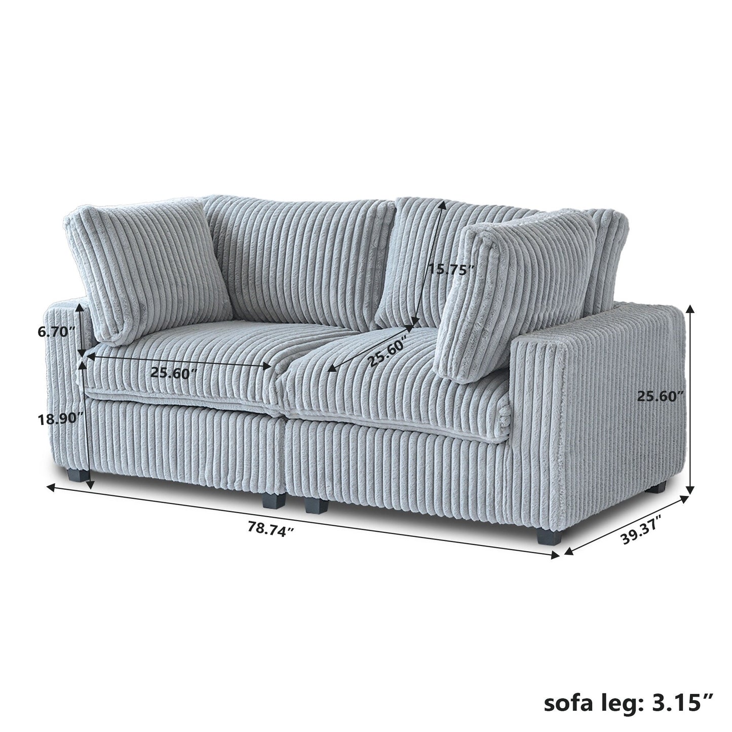 78'' Plush Fabric Loveseat Sofa Lounger Sleep Couch