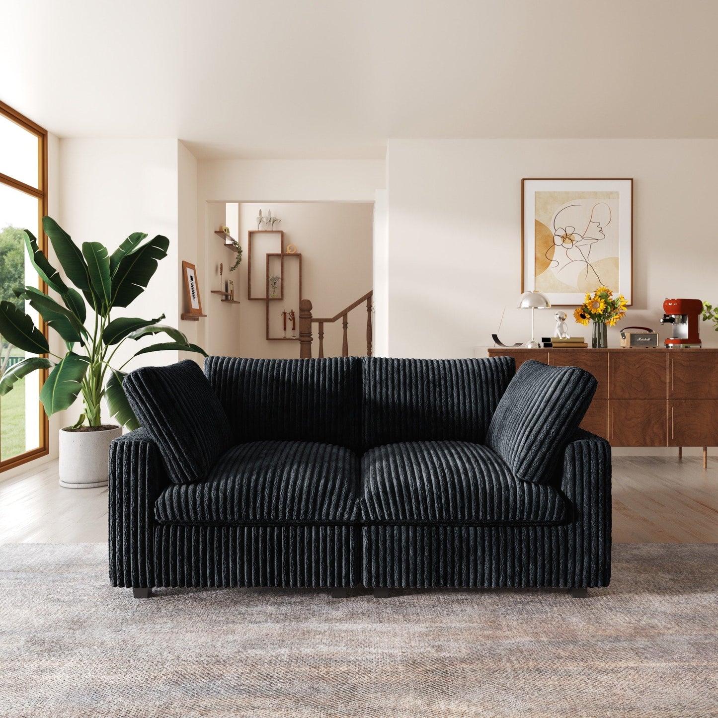 78'' Plush Fabric Loveseat Sofa Lounger Sleep Couch
