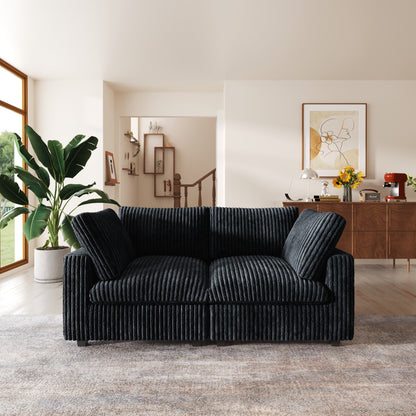 78'' Plush Fabric Loveseat Sofa Lounger Sleep Couch