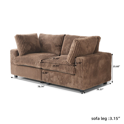 78'' Plush Fabric Loveseat Sofa Lounger Sleep Couch