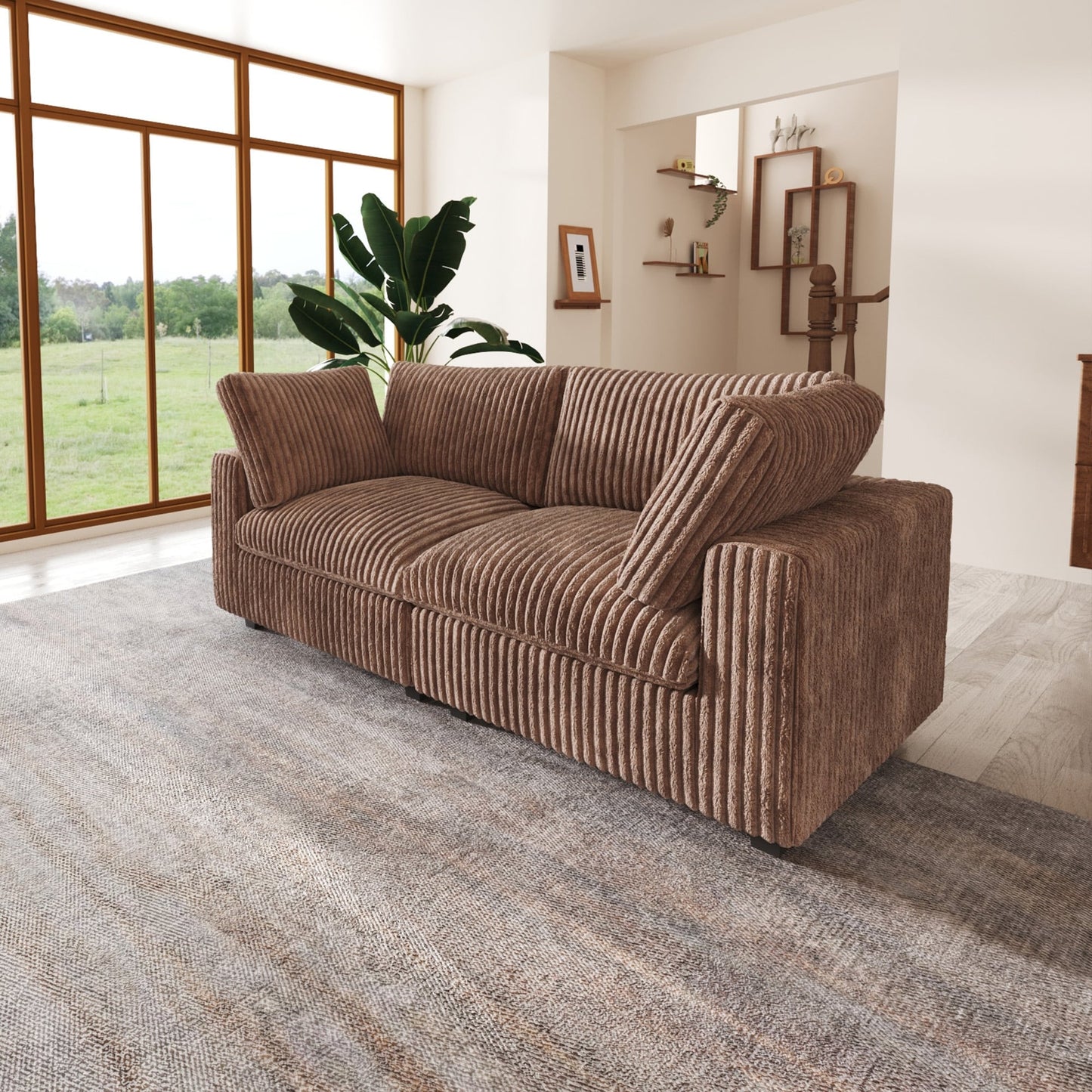 78'' Plush Fabric Loveseat Sofa Lounger Sleep Couch