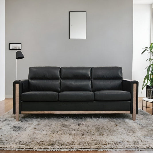 79.5 Inch Black 3-Seater Sofa with Soft Cushions, Apartment Couch for Living Room