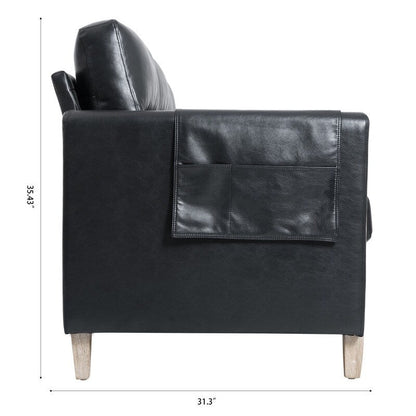 79.5 Inch Black 3-Seater Sofa with Soft Cushions, Apartment Couch for Living Room