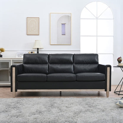 79.5 Inch Black 3-Seater Sofa with Soft Cushions, Apartment Couch for Living Room